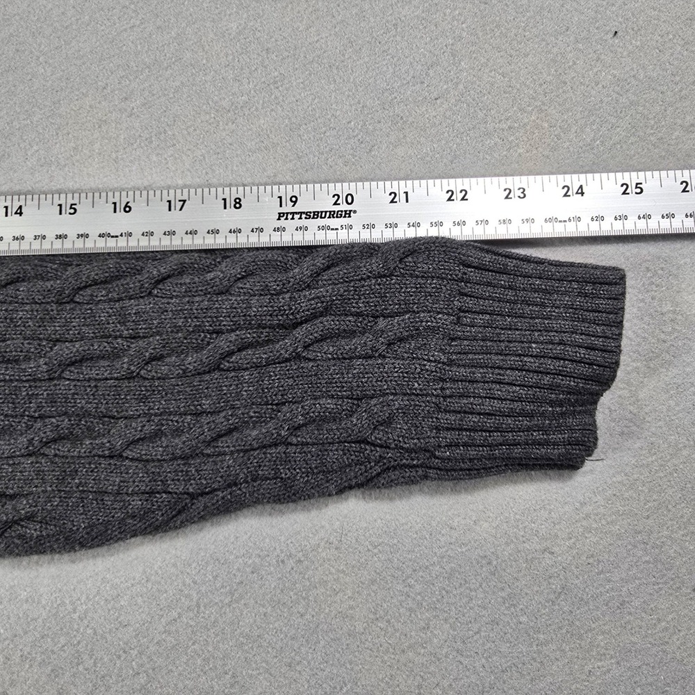Old Navy Mens Large Gray Sweater 1/4 Zip‎ Pullover Cable Knit Cotton Mock Neck - Picture 7 of 8